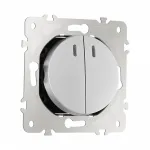 Выключатель двухклавишный проходной (на 2 направления) с подсветкой, 10AX 250V 202.33-2.silver от ImperiumLoft