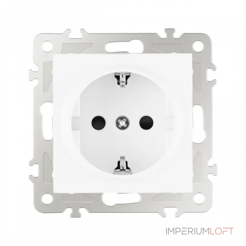Розетка с заземлением и шторками, 16A 250V 206.40-1.white