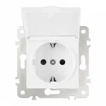 Розетка с заземлением, шторками и защитной крышкой, 16A 250V 203.41-1.white