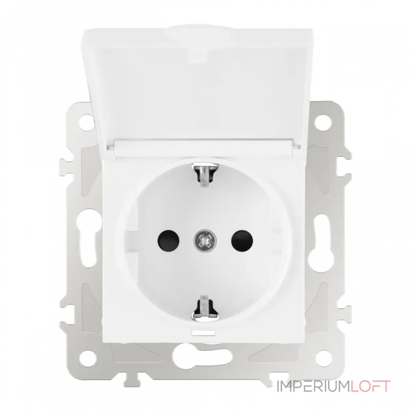 Розетка с заземлением, шторками и защитной крышкой, 16A 250V 203.41-1.white