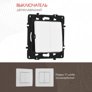 Выключатель двухклавишный, 10AX 250V 217.30-2.white