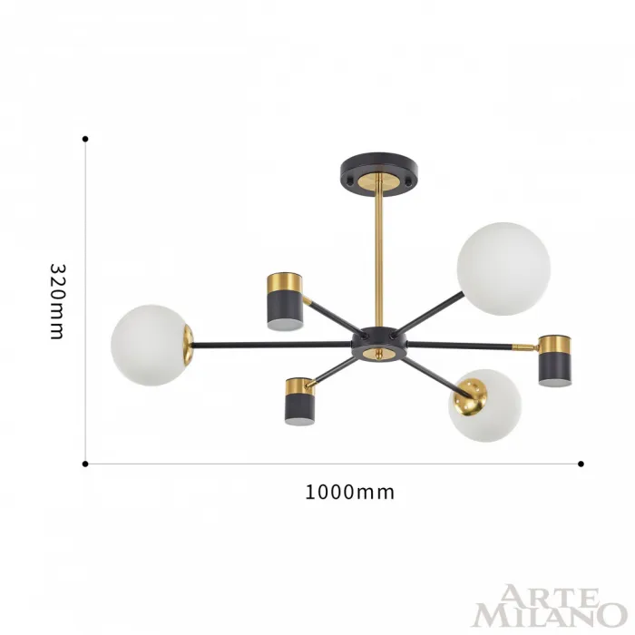 Люстра светодиодная Arte Milano Ferrara-71040 274802/6 BK/GD от ImperiumLoft