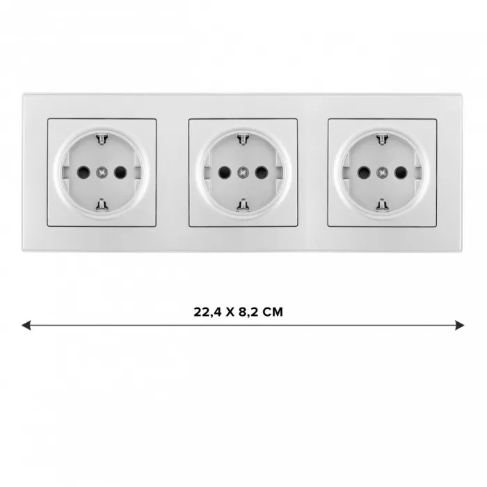 Розетка тройная (трехпостовая) с заземлением и шторками Arte Milano SET06-3-40-1x3 silver от ImperiumLoft
