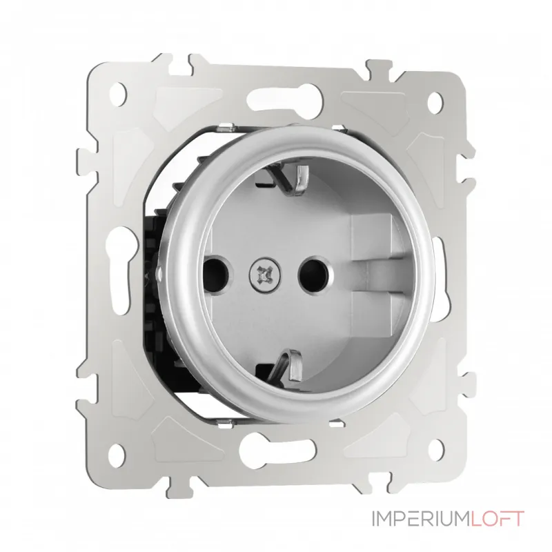 Розетка с заземлением и шторками, 16A 250V 202.40-1.silver
