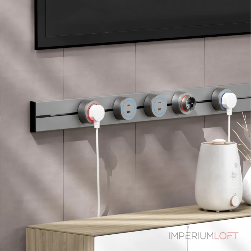 Трековая розетка, 3.1A 250V 399732TS/USB-Type-C Grey