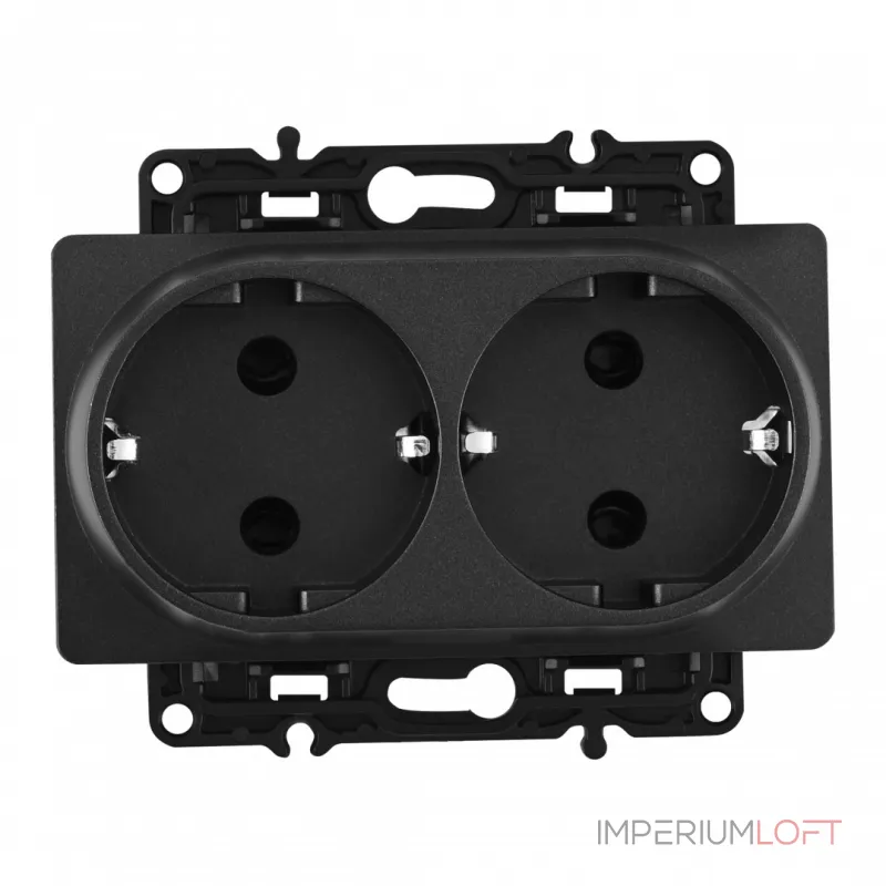 Розетка двойная с заземлением, 16A 250V 217.40-2.black