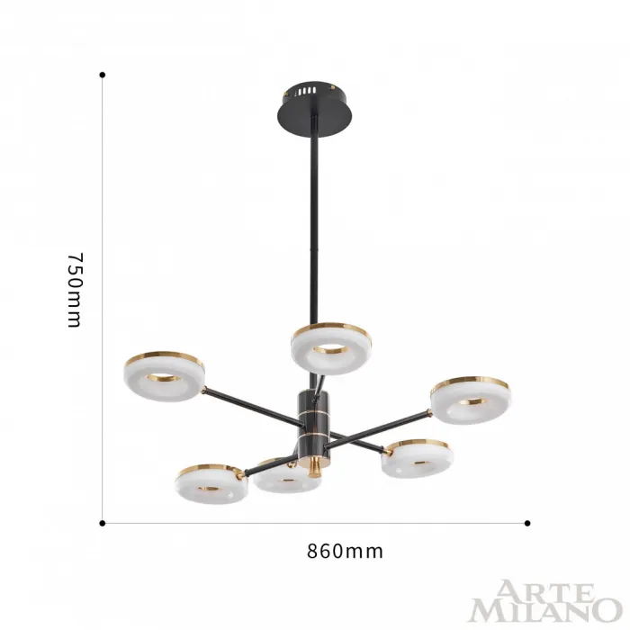 Люстра светодиодная Arte Milano Ferrara-72999 276699/6 BK/GD от ImperiumLoft