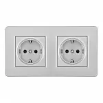 Розетка двойная (двухпостовая) с заземлением и шторками Arte Milano SET16-2-40-1x2 silver от ImperiumLoft