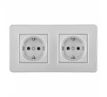 Розетка двойная (двухпостовая) с заземлением и шторками Arte Milano SET16-2-40-1x2 silver