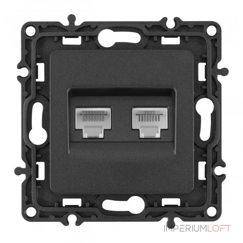 Розетка телефонная RJ11 + компьютерная RJ45 217.44-1.black от ImperiumLoft