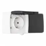 Розетка с заземлением и шторками + выключатель одноклавишный, 10AX 250V, 16A 250V 309.52-1.grey от ImperiumLoft