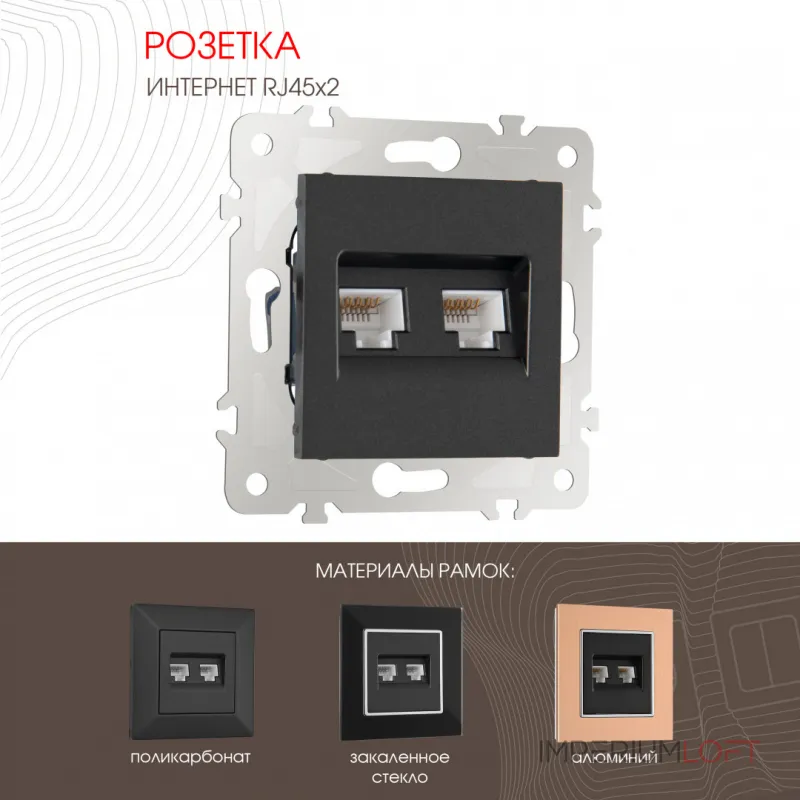 Розетка интернет RJ45 х 2 203.45-2.black Розетка интернет RJ45 х 2 203.45-2.black
