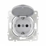 Розетка с заземлением, шторками и защитной крышкой, 16A 250V 202.41-1.silver от ImperiumLoft