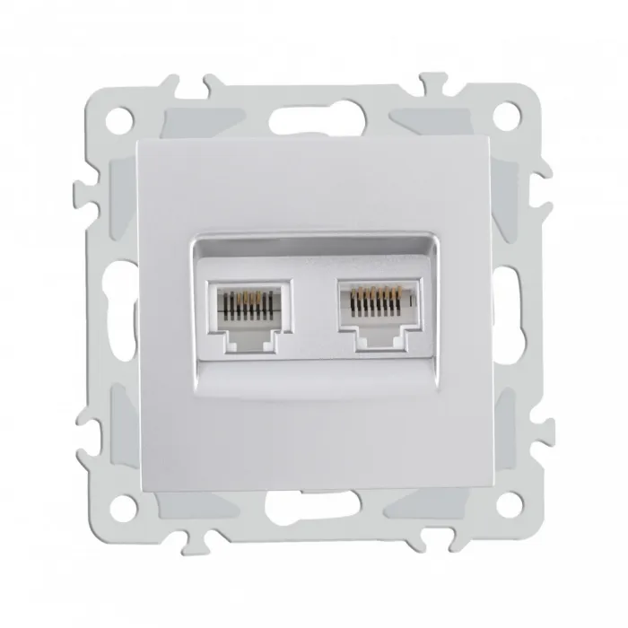 Розетка телефонная RJ11 + компьютерная RJ45 206.44-1.silver от ImperiumLoft