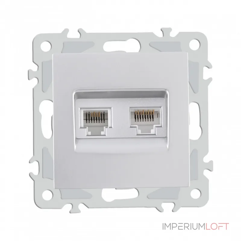 Розетка телефонная RJ11 + компьютерная RJ45 206.44-1.silver