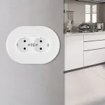 Круглая розетка двойная с заземлением и шторками Arte Milano SET08-double-40-2 white