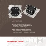 Выключатель двухклавишный проходной (на 2 направления), 10AX 250V 205.32-2.black
