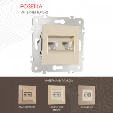 Розетка интернет RJ45 х 2 203.45-2.shampan