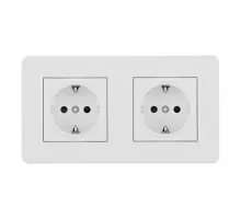 Розетка двойная (двухпостовая) с заземлением и шторками Arte Milano SET16-2-40-1x2 white