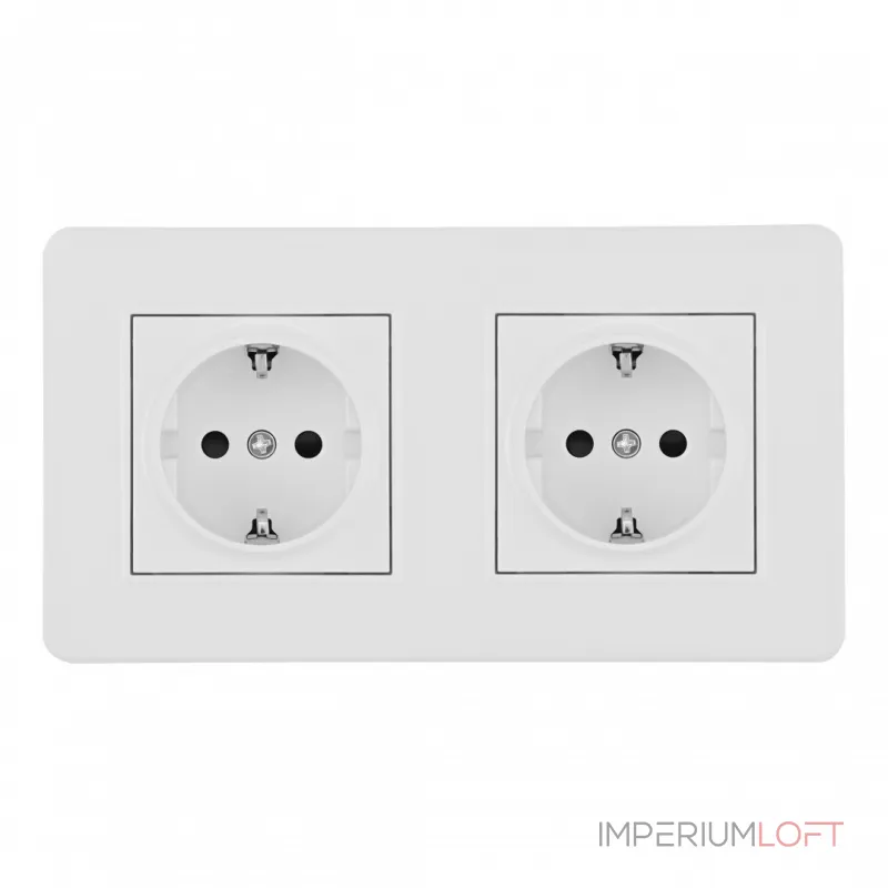 Розетка двойная (двухпостовая) с заземлением и шторками Arte Milano SET16-2-40-1x2 white