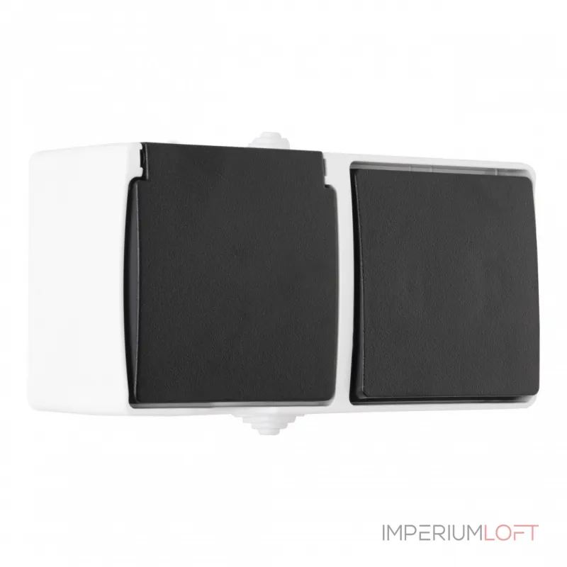 Розетка с заземлением и шторками + выключатель одноклавишный, 10AX 250V, 16A 250V 309.52-1.grey от ImperiumLoft