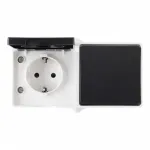 Розетка с заземлением и шторками + выключатель одноклавишный, 10AX 250V, 16A 250V 309.52-1.grey от ImperiumLoft