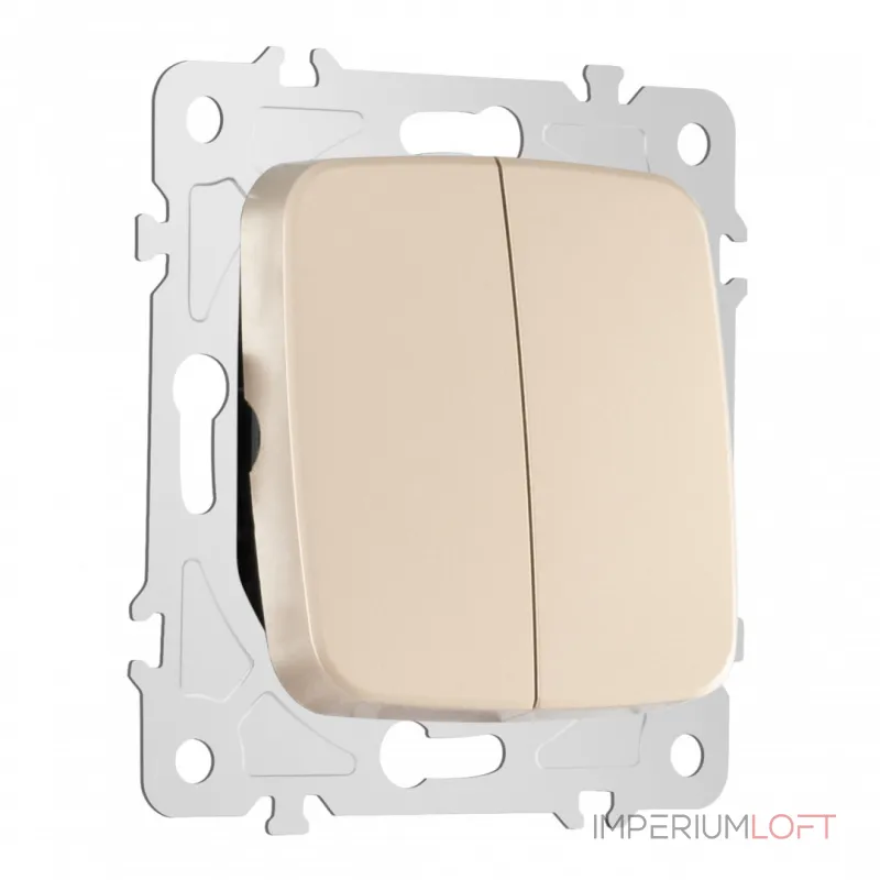 Выключатель двухклавишный проходной (на 2 направления), 10AX 250V 205.32-2.shampan от ImperiumLoft