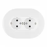 Круглая розетка двойная с заземлением и шторками Arte Milano SET08-double-40-2 white