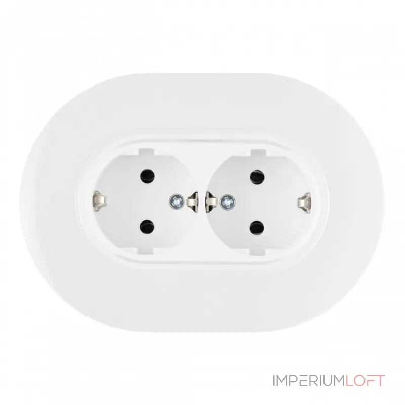 Круглая розетка двойная с заземлением и шторками Arte Milano SET08-double-40-2 white Круглая розетка двойная с заземлением и шторками Arte Milano SET08-double-40-2 white