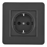 Комплект розетки с заземлением, шторками, рамкой однопостовой Arte Milano SET16-1-40-1 black