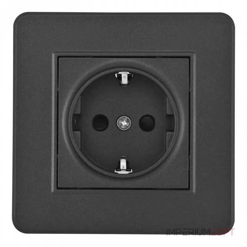 Комплект розетки с заземлением, шторками, рамкой однопостовой Arte Milano SET16-1-40-1 black