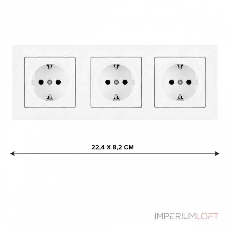 Розетка тройная (трехпостовая) с заземлением и шторками Arte Milano SET06-3-40-1x3 white от ImperiumLoft