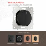 Выключатель двухклавишный с подсветкой, 10AX 250V 202.31-2.black