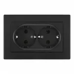 Розетка двойная с заземлением и шторками Arte Milano SET06-double-40-2 black
