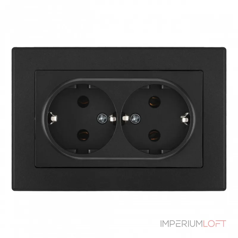Розетка двойная с заземлением и шторками Arte Milano SET06-double-40-2 black