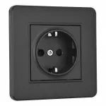 Комплект розетки с заземлением, шторками, рамкой однопостовой Arte Milano SET16-1-40-1 black