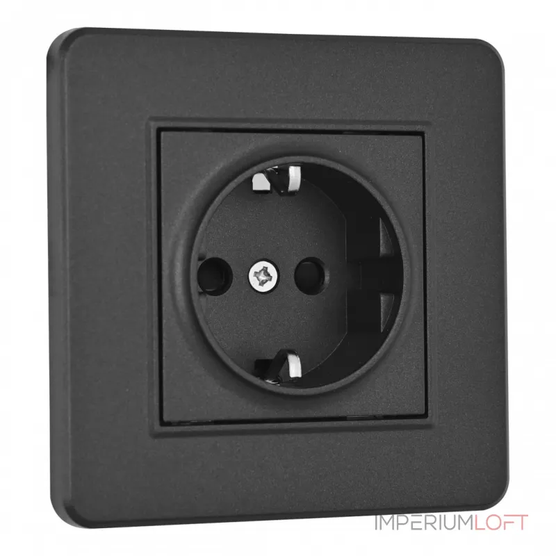 Комплект розетки с заземлением, шторками, рамкой однопостовой Arte Milano SET16-1-40-1 black