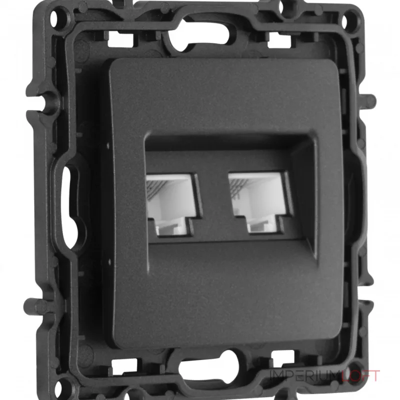 Розетка телефонная RJ11 + компьютерная RJ45 217.44-1.black от ImperiumLoft