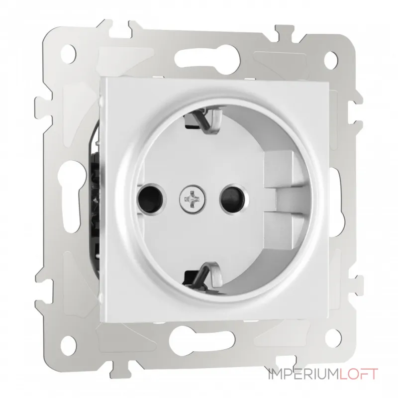 Розетка с заземлением и шторками, 16A 250V 203.40-1.silver