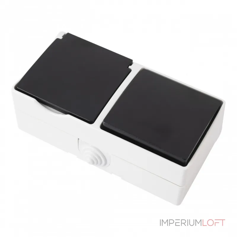 Розетка с заземлением и шторками + выключатель одноклавишный, 10AX 250V, 16A 250V 309.52-1.grey от ImperiumLoft