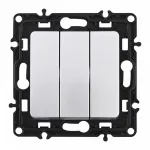 Выключатель трёхклавишный, 10AX 250V 217.30-3.silver