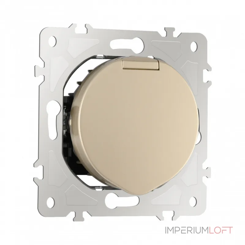 Розетка с заземлением, шторками и защитной крышкой, 16A 250V 202.41-1.shampan