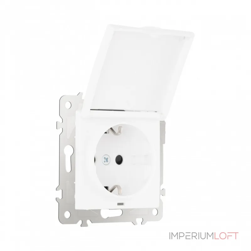 Розетка с заземлением, шторками и защитной крышкой, 16A 250V 206.41-1.white