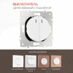 Выключатель двухклавишный с подсветкой, 10AX 250V 202.31-2.white от ImperiumLoft