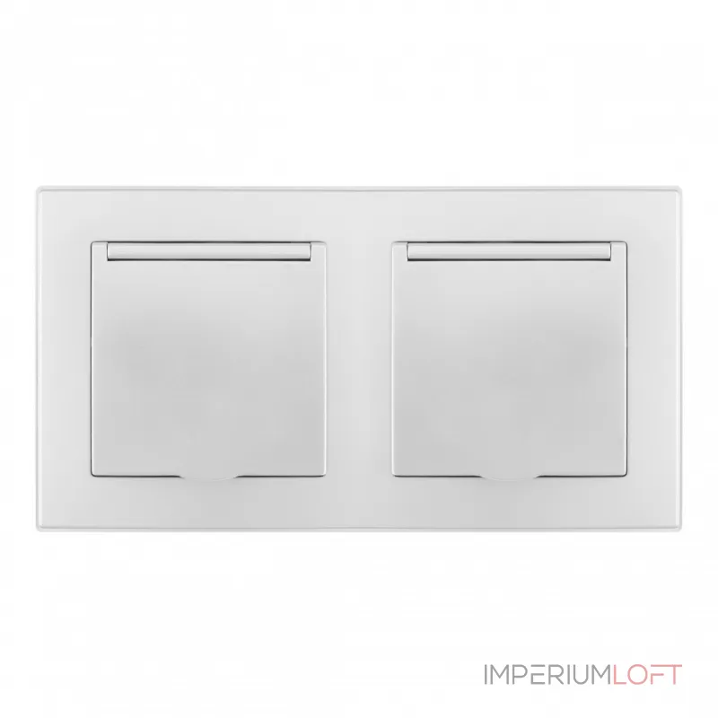 Розетка двойная (двухпостовая) с заземлением Arte Milano SET06-2-41-1x2 silver