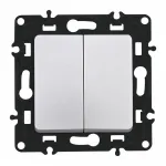 Выключатель двухклавишный, 10AX 250V 217.30-2.silver