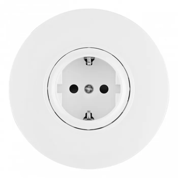 Розетка круглая с заземлением, шторками, рамкой однопостовой Arte Milano SET08-1-40-1 white от ImperiumLoft