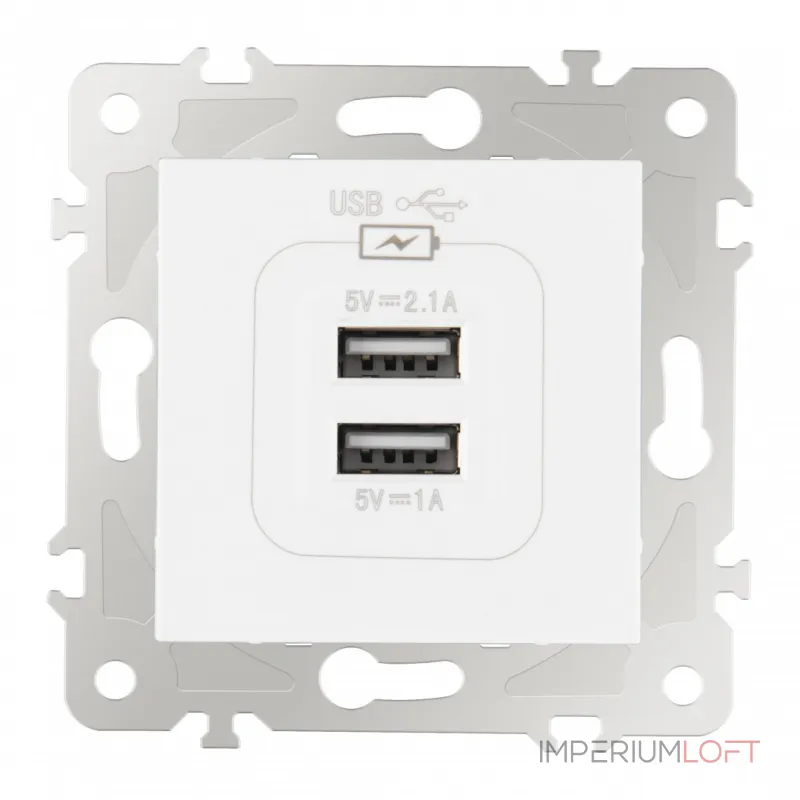 Розетка USB 2.1А+1А 203.46-1.white от ImperiumLoft