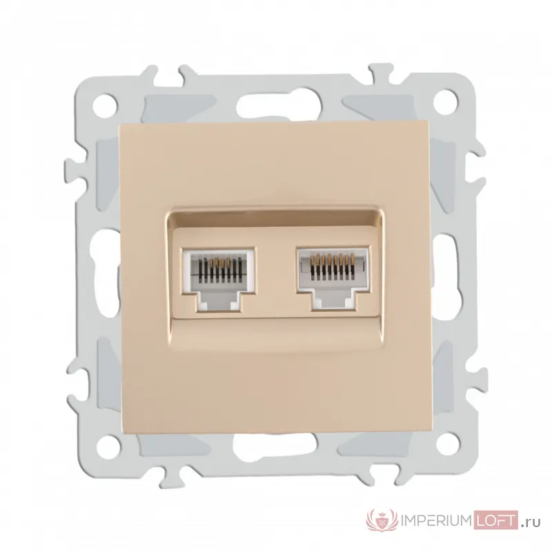 Розетка телефонная RJ11 + компьютерная RJ45 206.44-1.shampan от ImperiumLoft