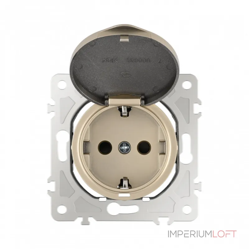 Розетка с заземлением, шторками и защитной крышкой, 16A 250V 202.41-1.shampan